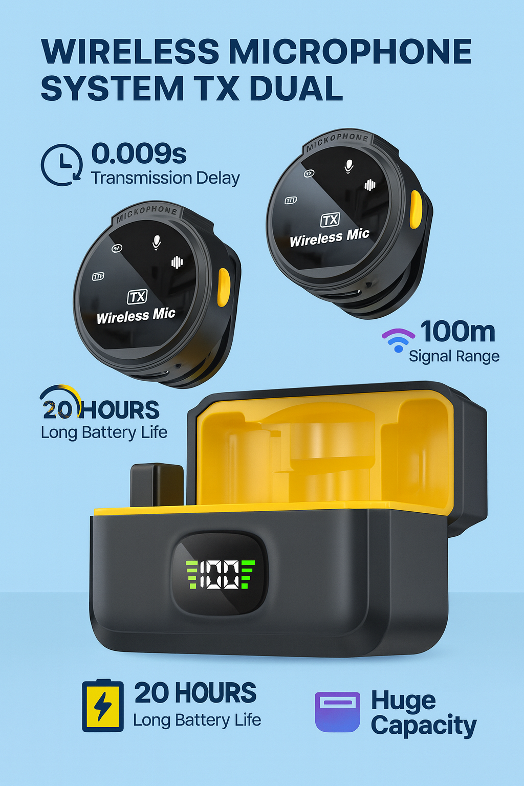 Wireless Lavalier Microphone – Noise Cancelling (iOS/Type-C)