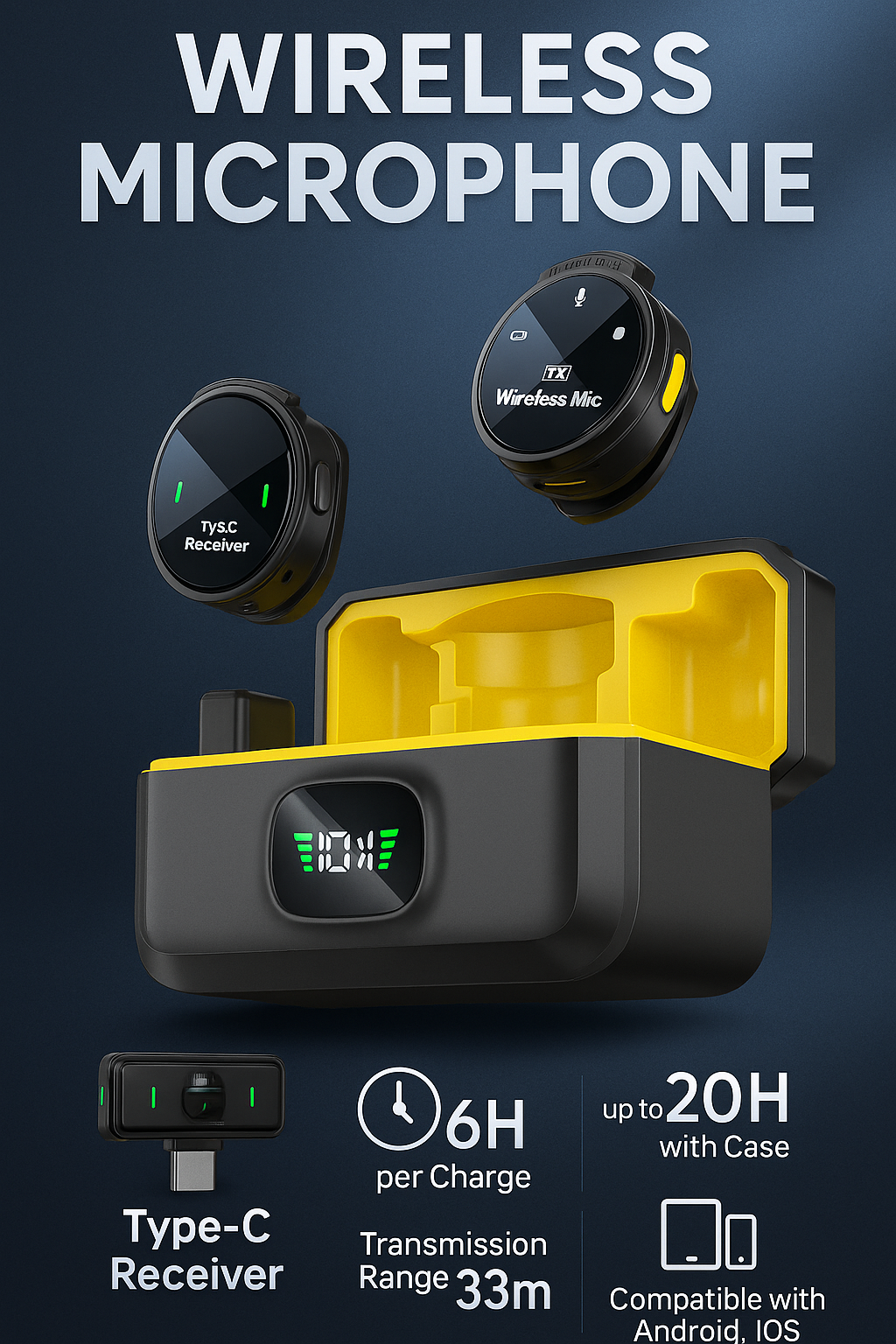 Wireless Lavalier Microphone – Noise Cancelling (iOS/Type-C)
